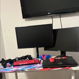 Black and Red Gaming Desk Setup